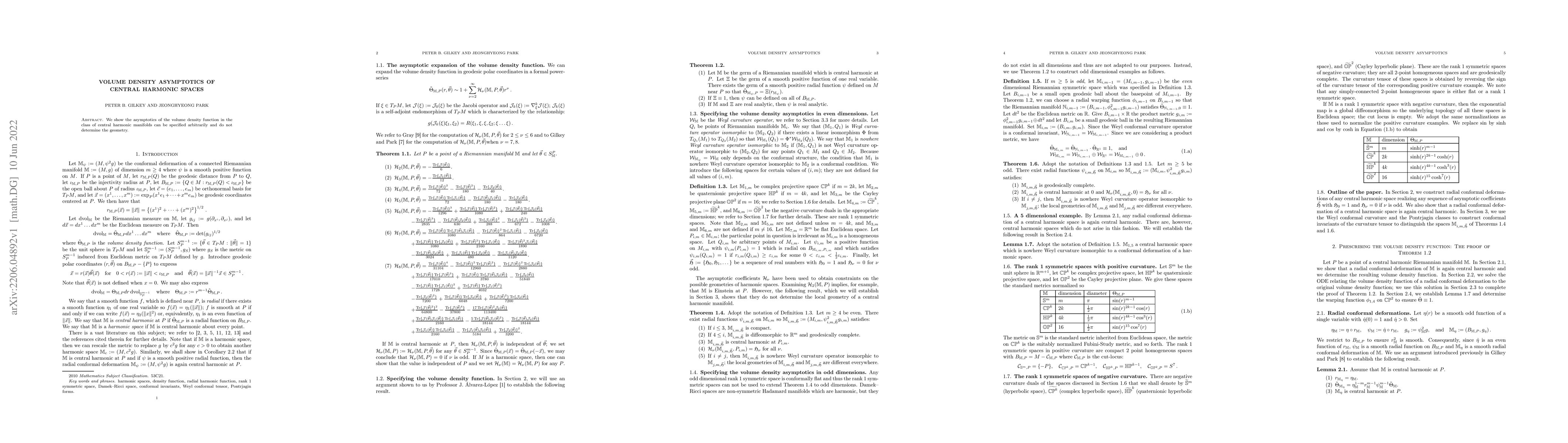 Thumbnail for Volume density asymptotics of central harmonic spaces