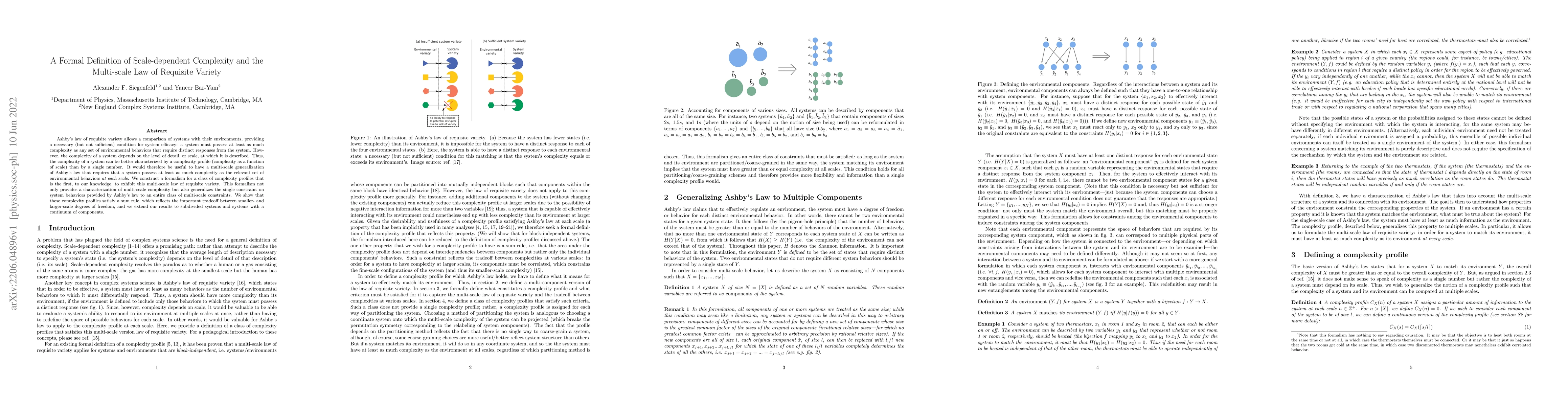 Thumbnail for A Formal Definition of Scale-dependent Complexity and the Multi-scale
  Law of Requisite Variety
