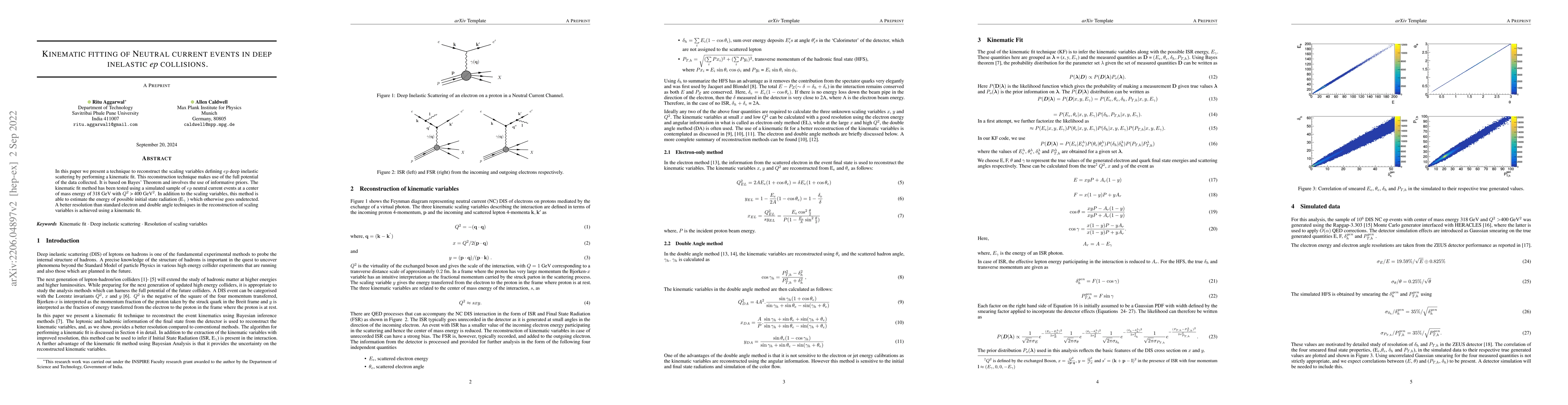 Thumbnail for Kinematic fitting of Neutral current events in deep inelastic ep
  collisions