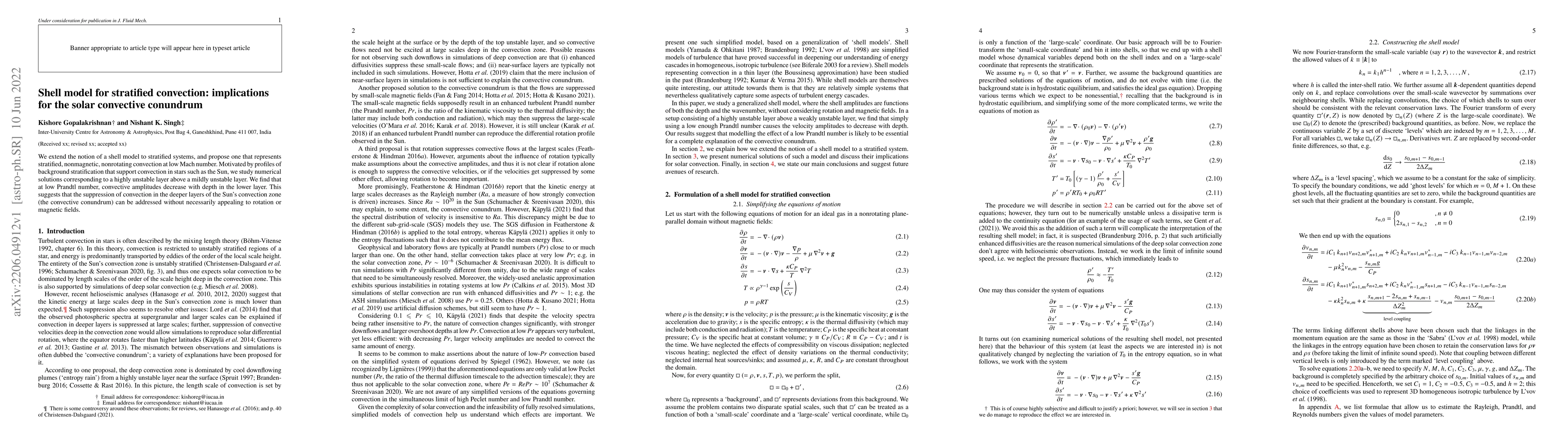 Thumbnail for Shell model for stratified convection: implications for the solar
  convective conundrum