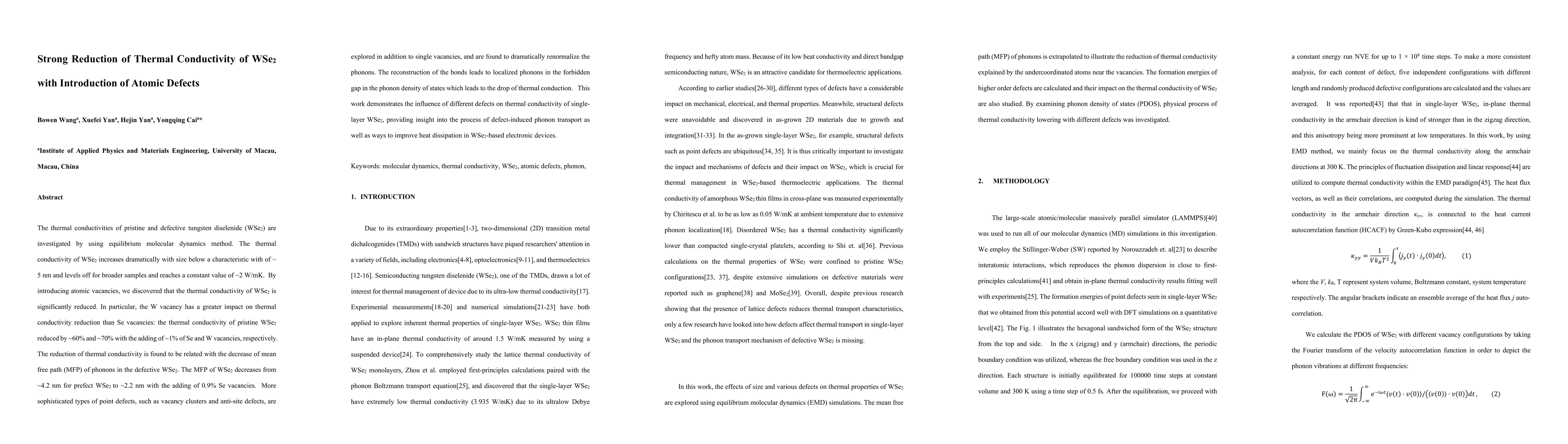 Thumbnail for Strong Reduction of Thermal Conductivity of WSe2 with Introduction of
  Atomic Defects