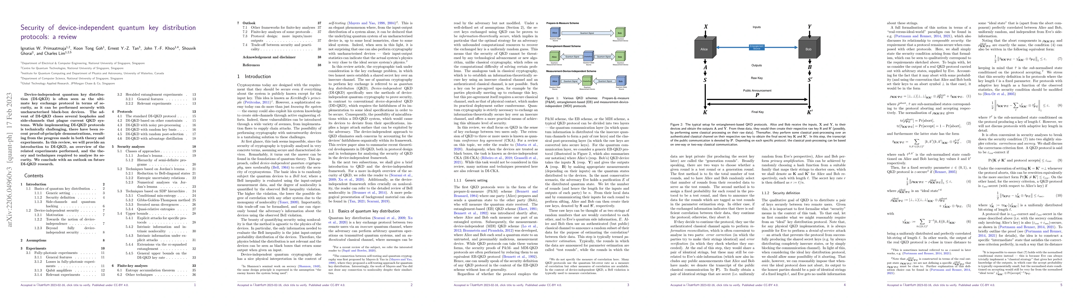 Thumbnail for Security of device-independent quantum key distribution protocols: a
  review