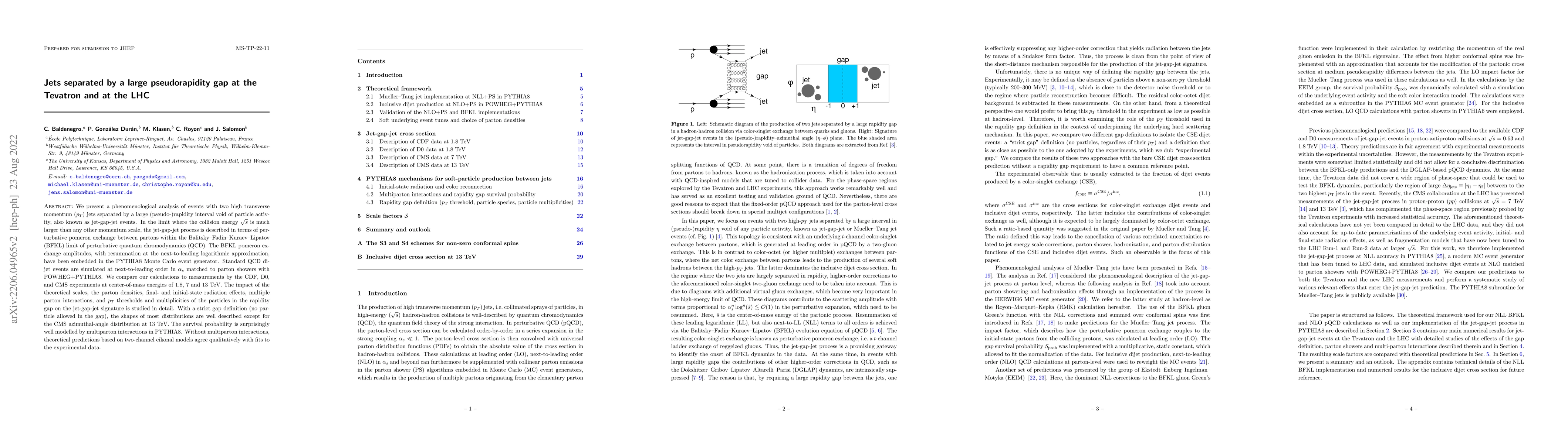 Thumbnail for Jets separated by a large pseudorapidity gap at the Tevatron and at the
  LHC