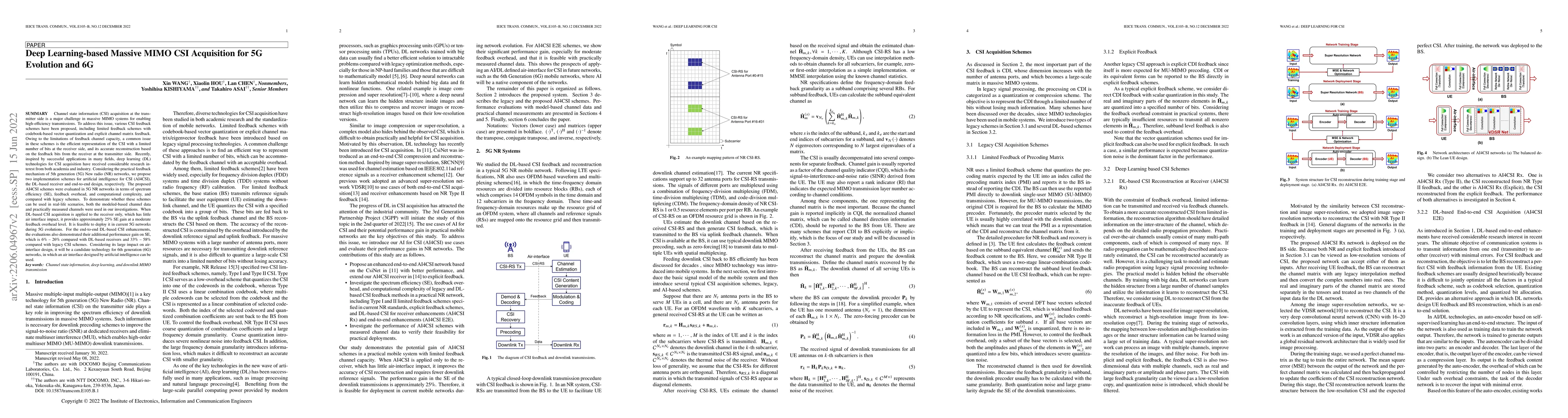 Thumbnail for Deep Learning-based Massive MIMO CSI Acquisition for 5G Evolution and 6G
