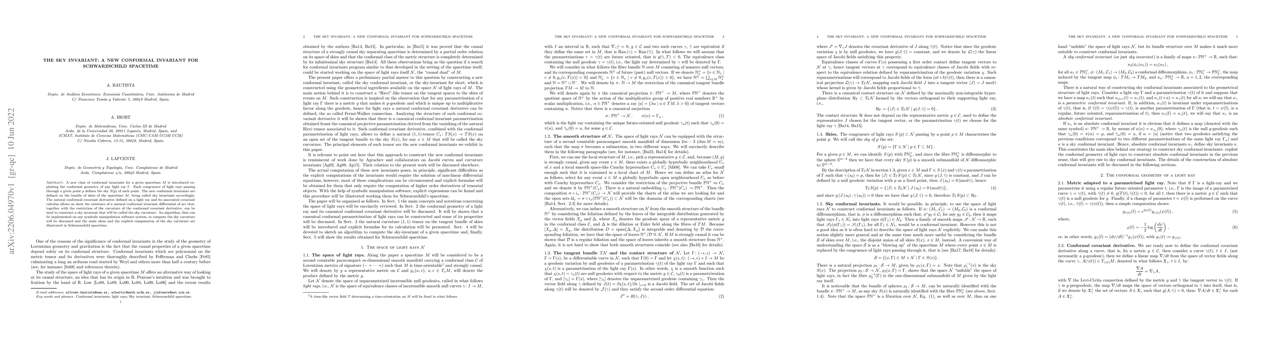 Thumbnail for The sky invariant: A new conformal invariant for Schwarzschild spacetime