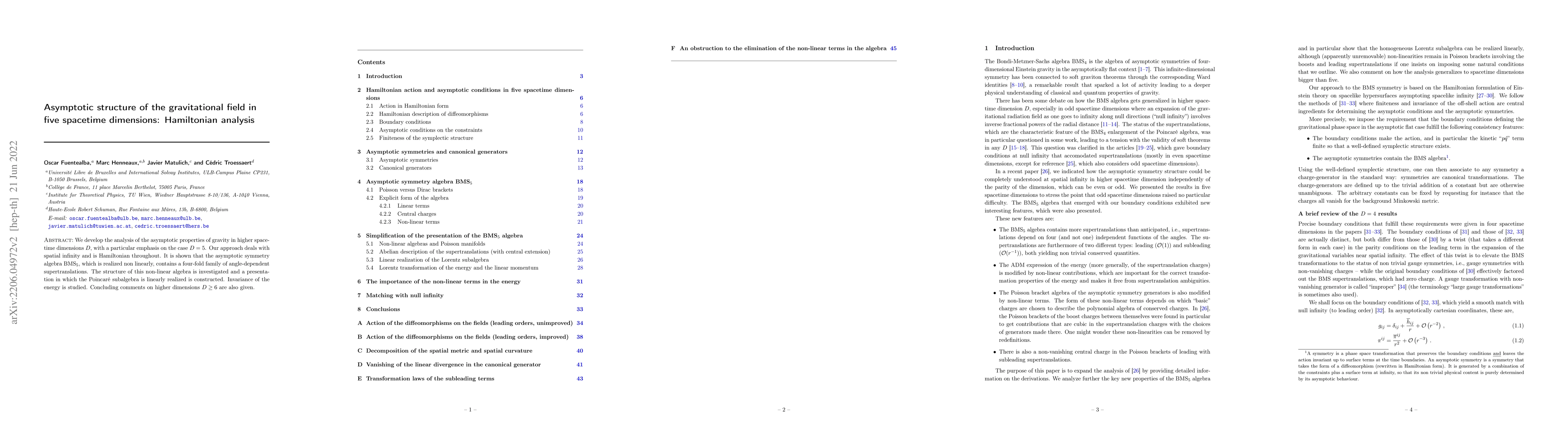 Thumbnail for Asymptotic structure of the gravitational field in five spacetime
  dimensions: Hamiltonian analysis