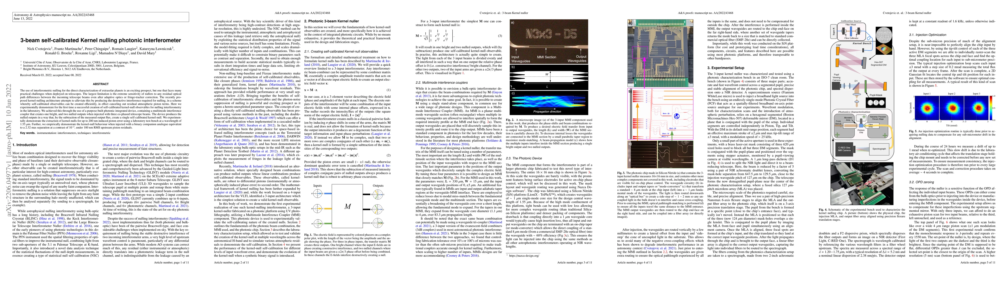 Thumbnail for 3-beam self-calibrated Kernel nulling photonic interferometer
