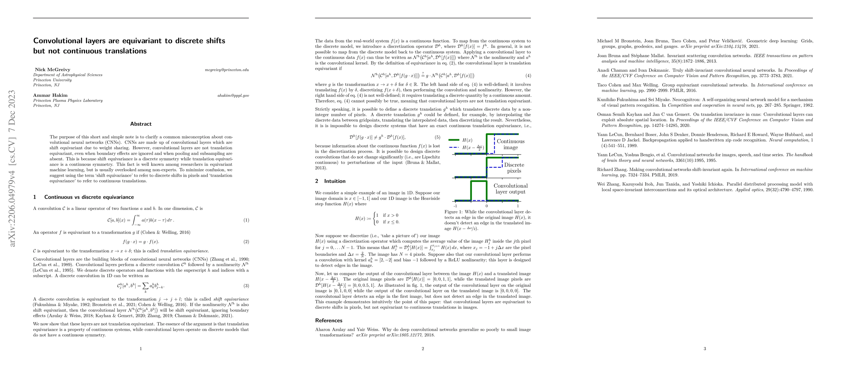 Thumbnail for Convolutional layers are equivariant to discrete shifts but not
  continuous translations