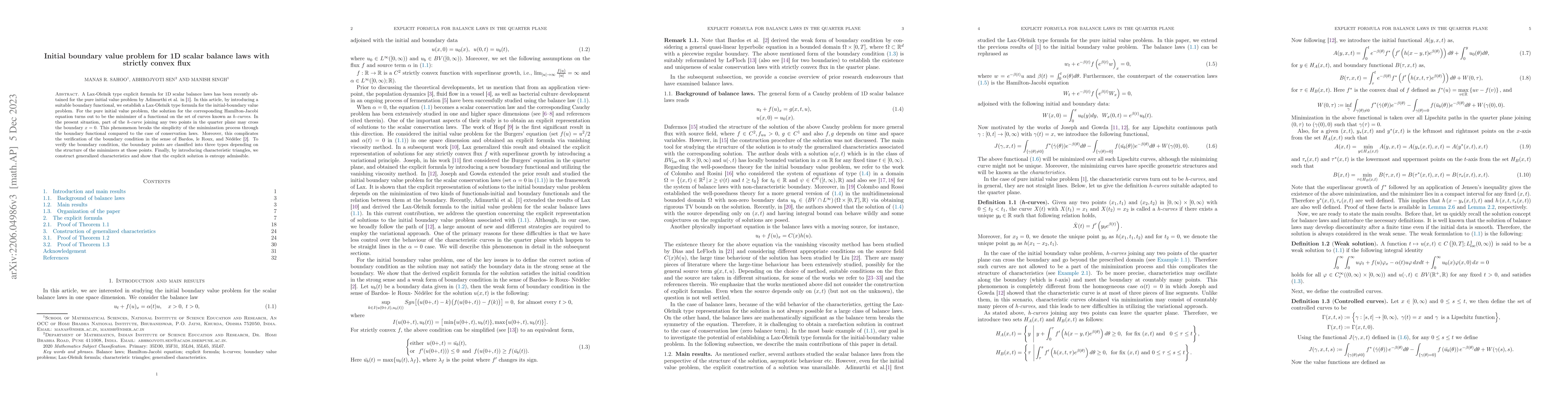 Thumbnail for Initial boundary value problem for 1D scalar balance laws with strictly
  convex flux