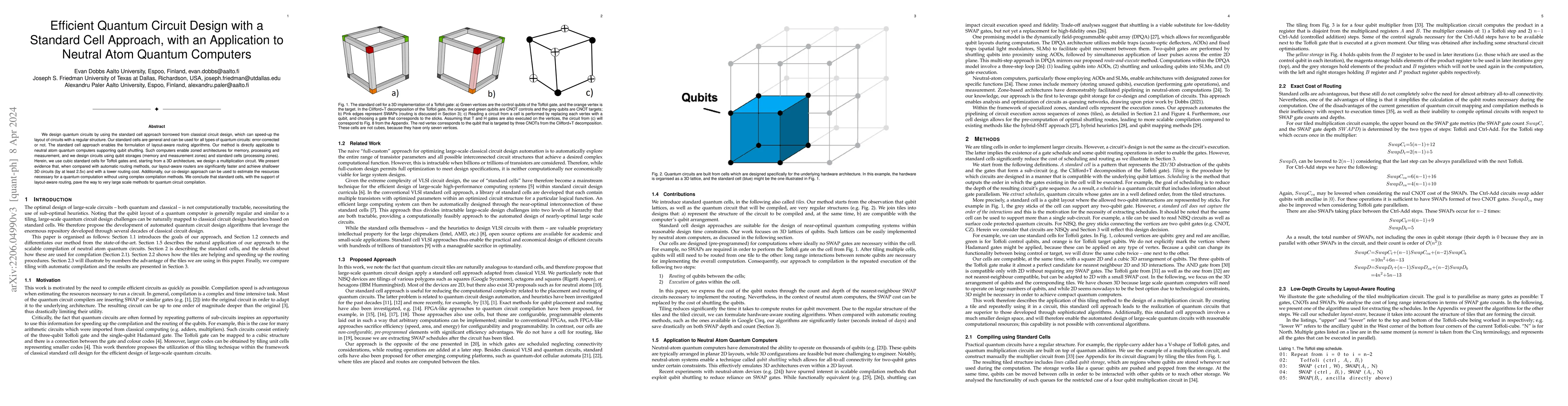 Thumbnail for Efficient Quantum Circuit Design with a Standard Cell Approach, with an
  Application to Neutral Atom Quantum Computers