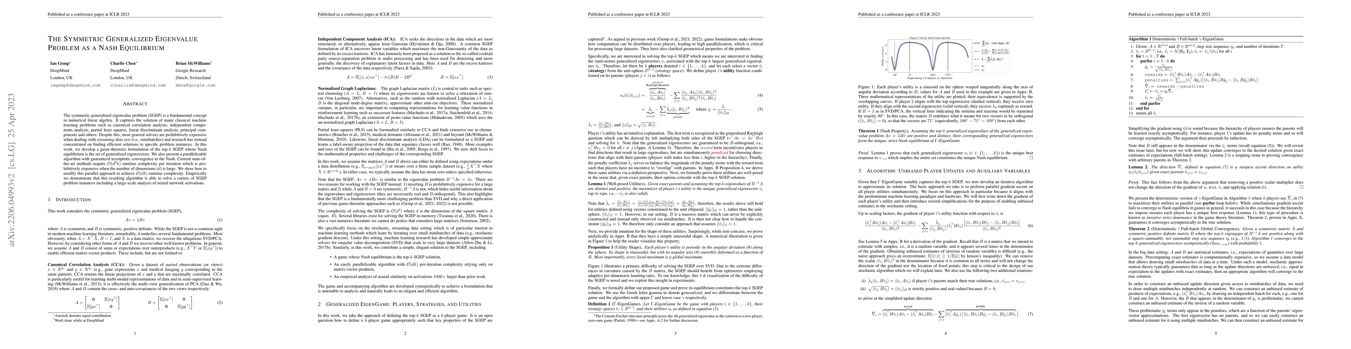 Thumbnail for The Symmetric Generalized Eigenvalue Problem as a Nash Equilibrium