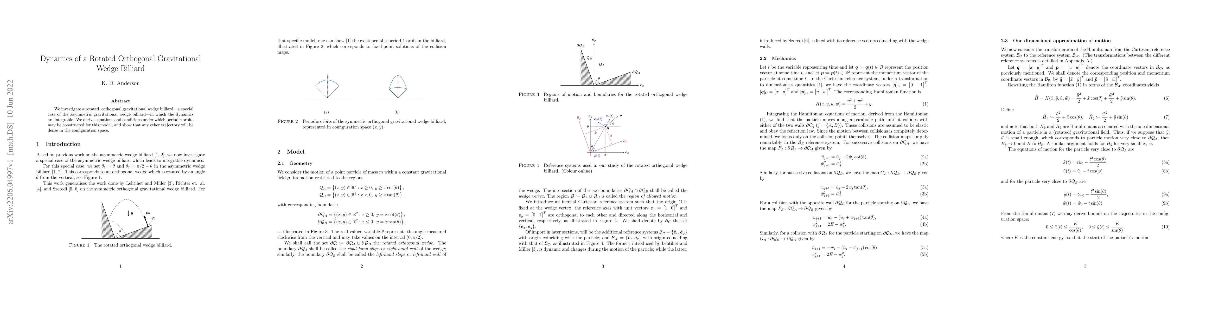 Thumbnail for Dynamics of a Rotated Orthogonal Gravitational Wedge Billiard