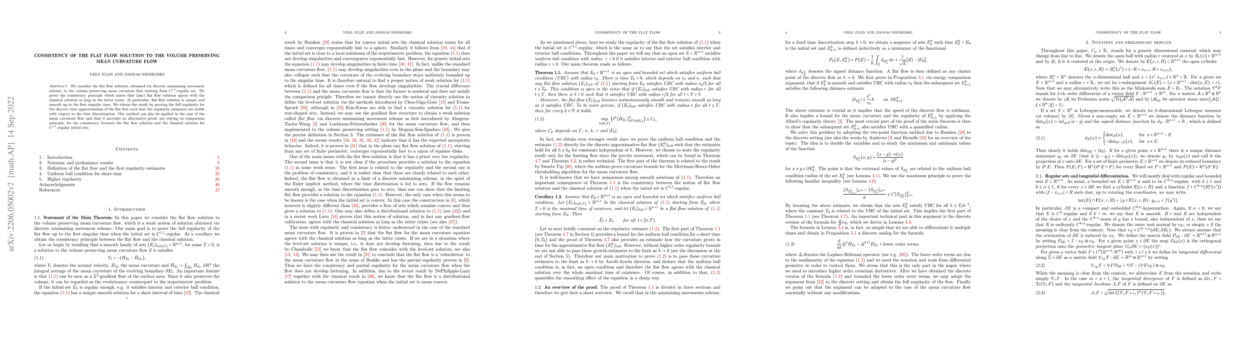 Thumbnail for Consistency of the flat flow solution to the volume preserving mean
  curvature flow
