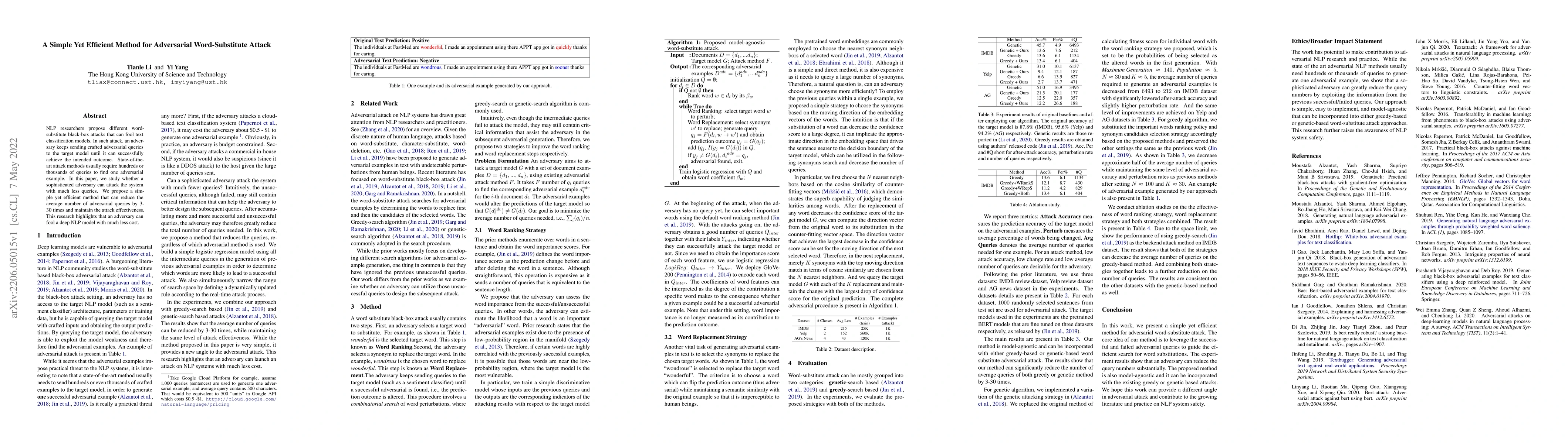Thumbnail for A Simple Yet Efficient Method for Adversarial Word-Substitute Attack