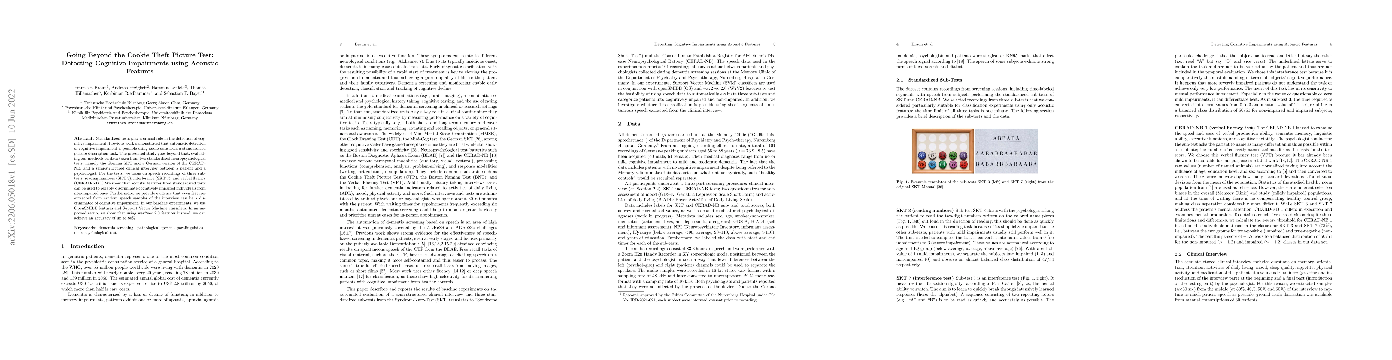 Thumbnail for Going Beyond the Cookie Theft Picture Test: Detecting Cognitive
  Impairments using Acoustic Features