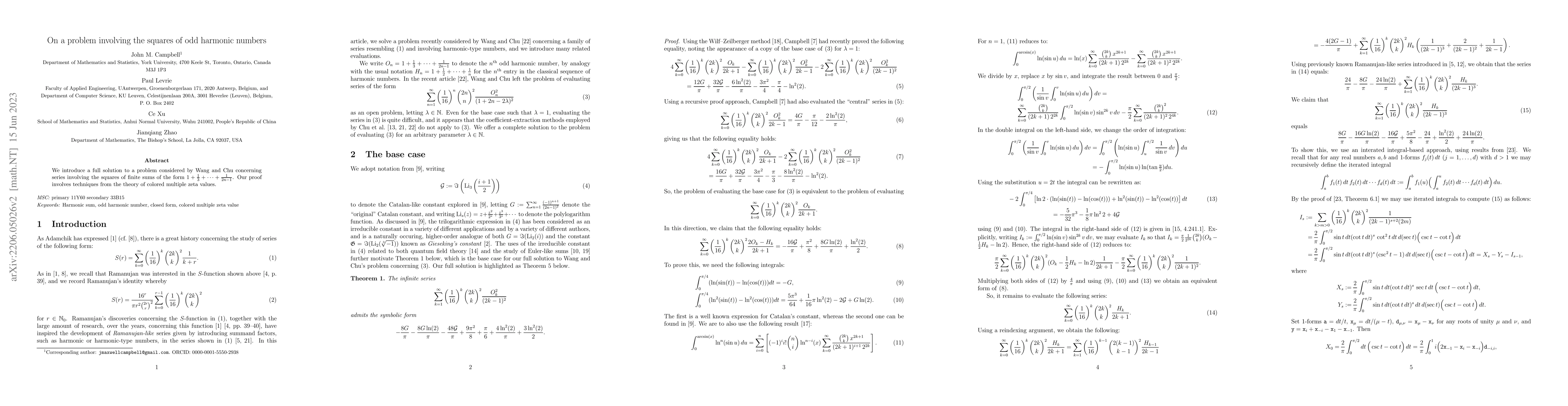 Thumbnail for On a problem involving the squares of odd harmonic numbers