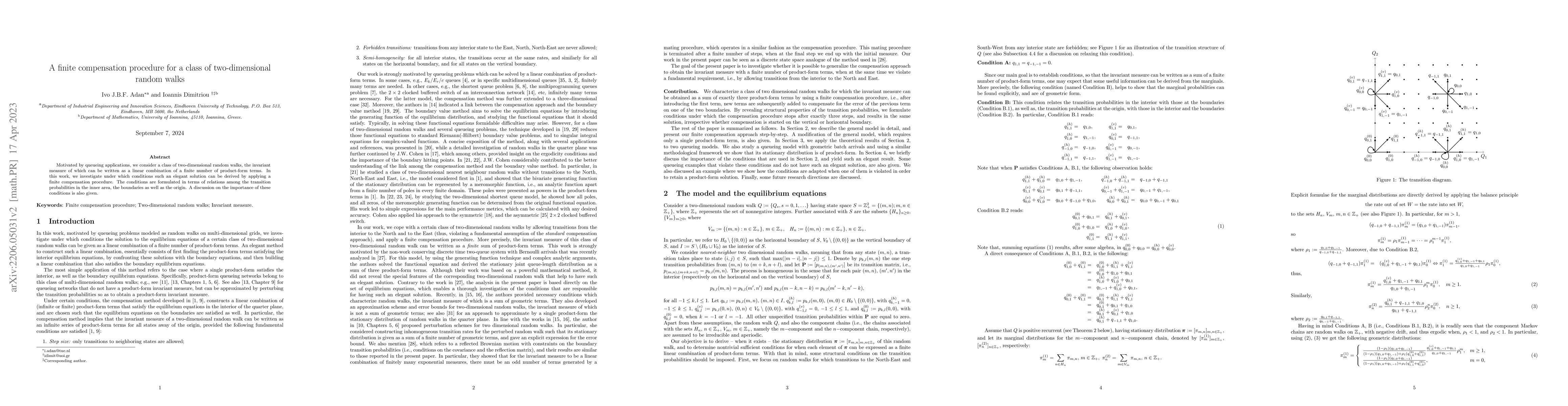 Thumbnail for A finite compensation procedure for a certain class of two-dimensional
  random walks