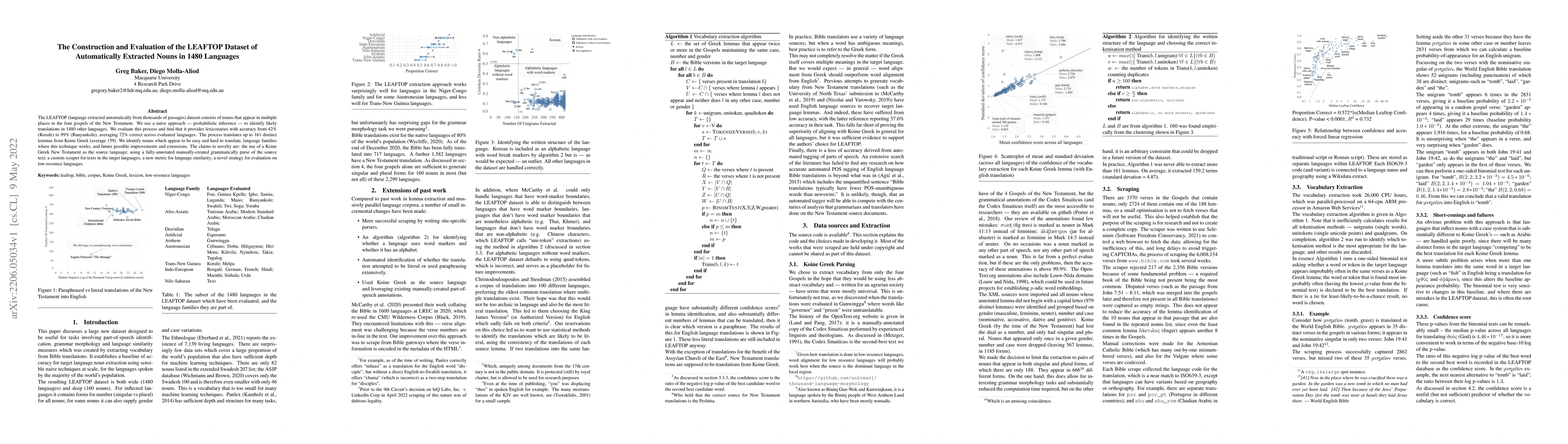 Thumbnail for The Construction and Evaluation of the LEAFTOP Dataset of Automatically
  Extracted Nouns in 1480 Languages