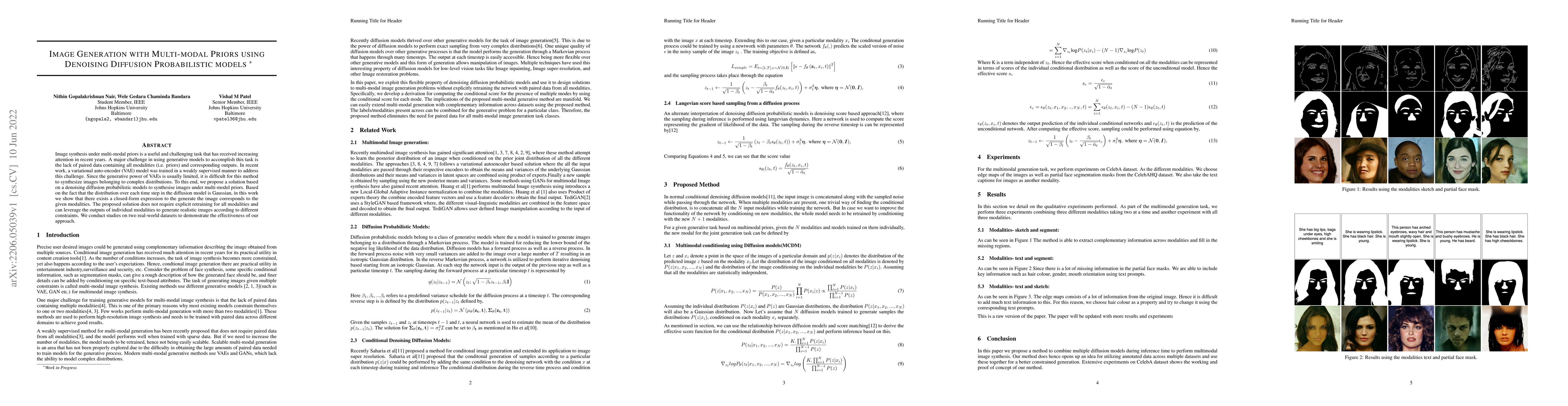 Thumbnail for Image Generation with Multimodal Priors using Denoising Diffusion
  Probabilistic Models