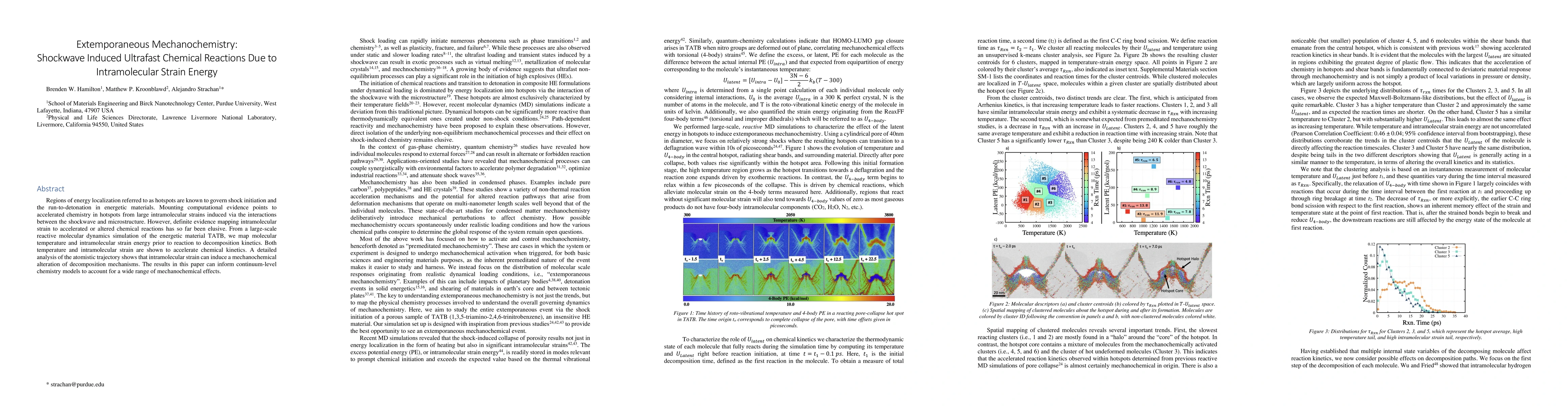 Thumbnail for Extemporaneous Mechanochemistry: Shockwave Induced Ultrafast Chemical
  Reactions Due to Intramolecular Strain Energy