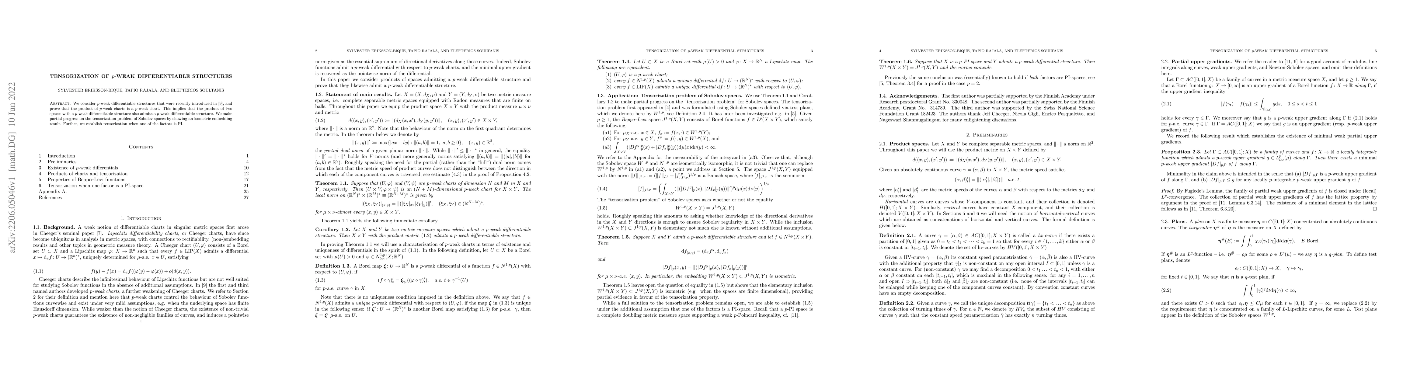 Thumbnail for Tensorization of $p$-weak differentiable structures
