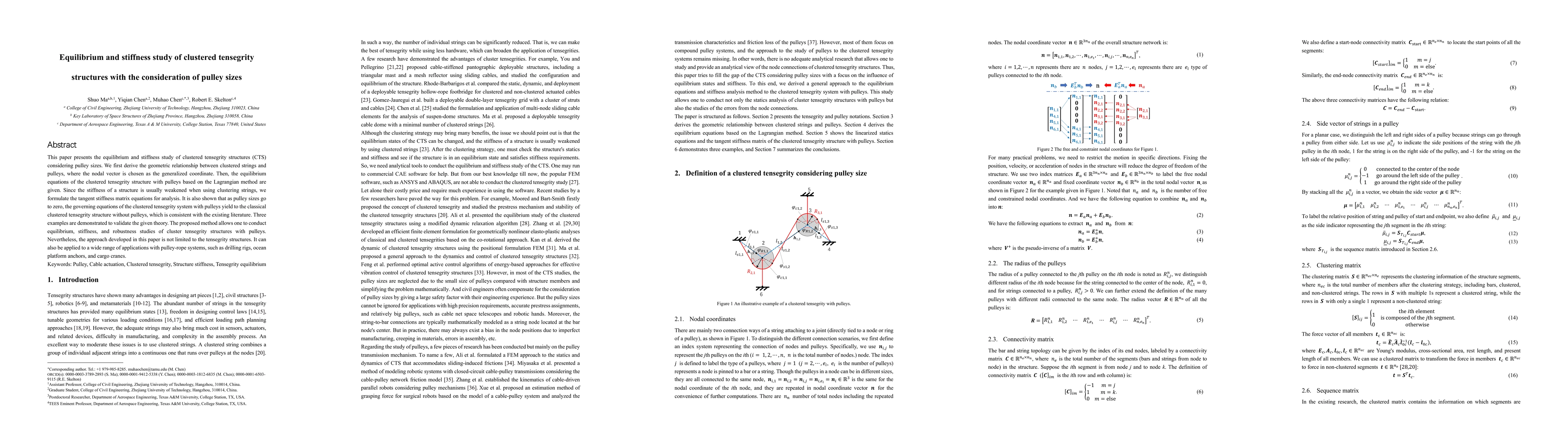 Thumbnail for Equilibrium and stiffness study of clustered tensegrity structures with
  the consideration of pulley sizes