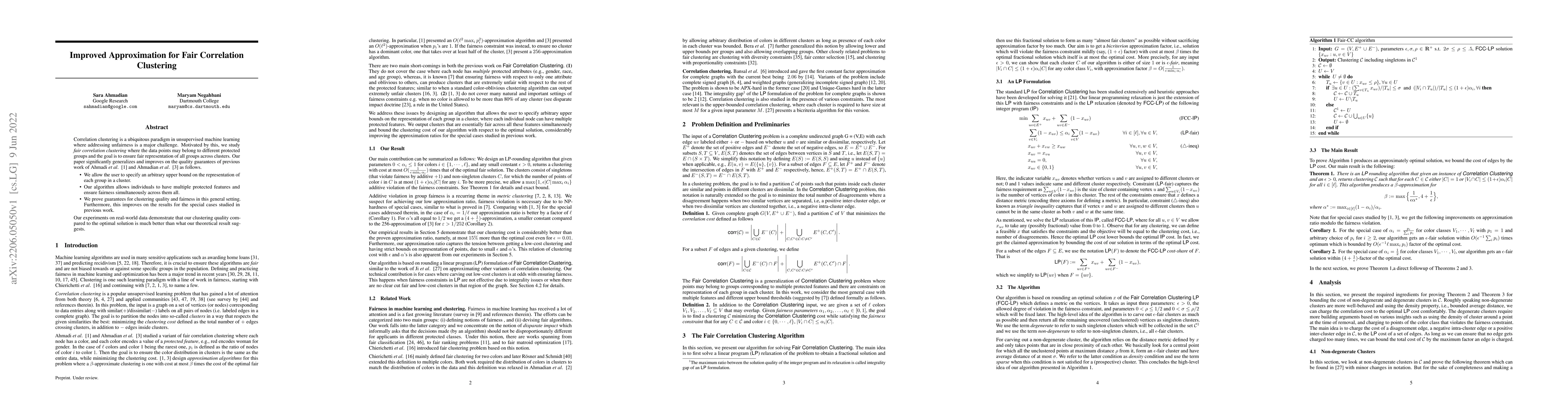 Thumbnail for Improved Approximation for Fair Correlation Clustering
