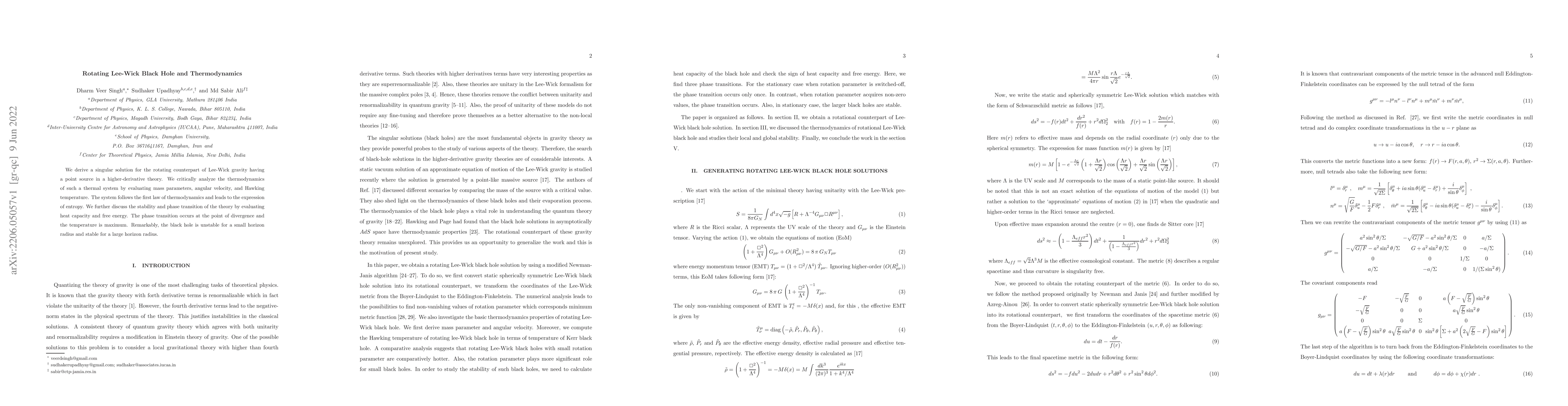 Thumbnail for Rotating Lee-Wick Black Hole and Thermodynamics