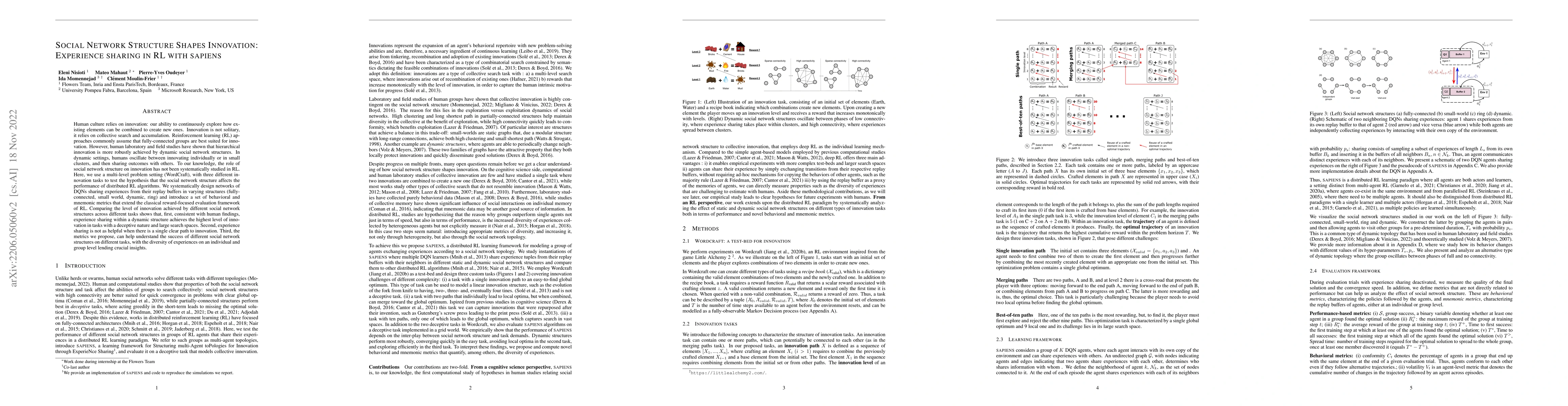 Thumbnail for Social Network Structure Shapes Innovation: Experience-sharing in RL
  with SAPIENS