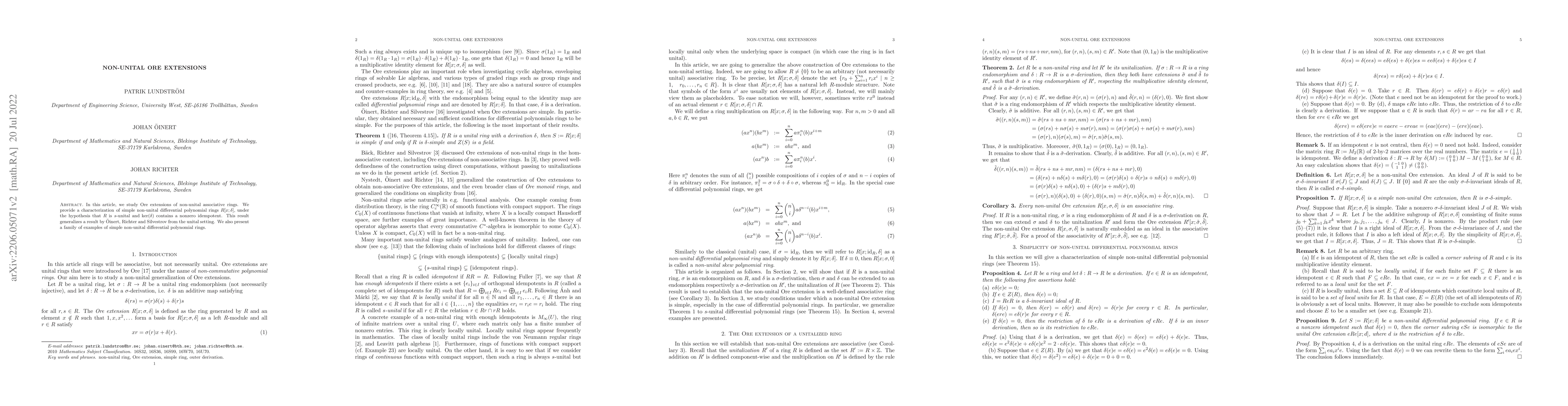 Thumbnail for Non-unital Ore extensions