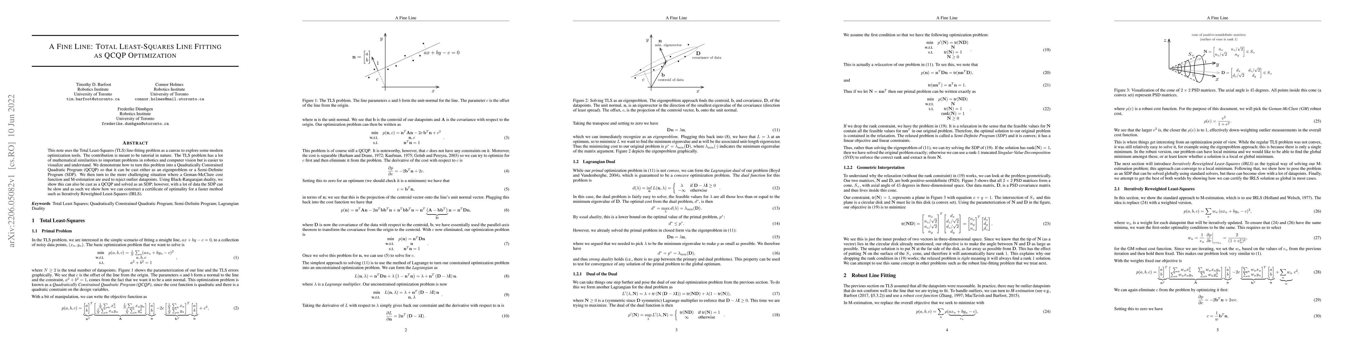 Thumbnail for A Fine Line: Total Least-Squares Line Fitting as QCQP Optimization