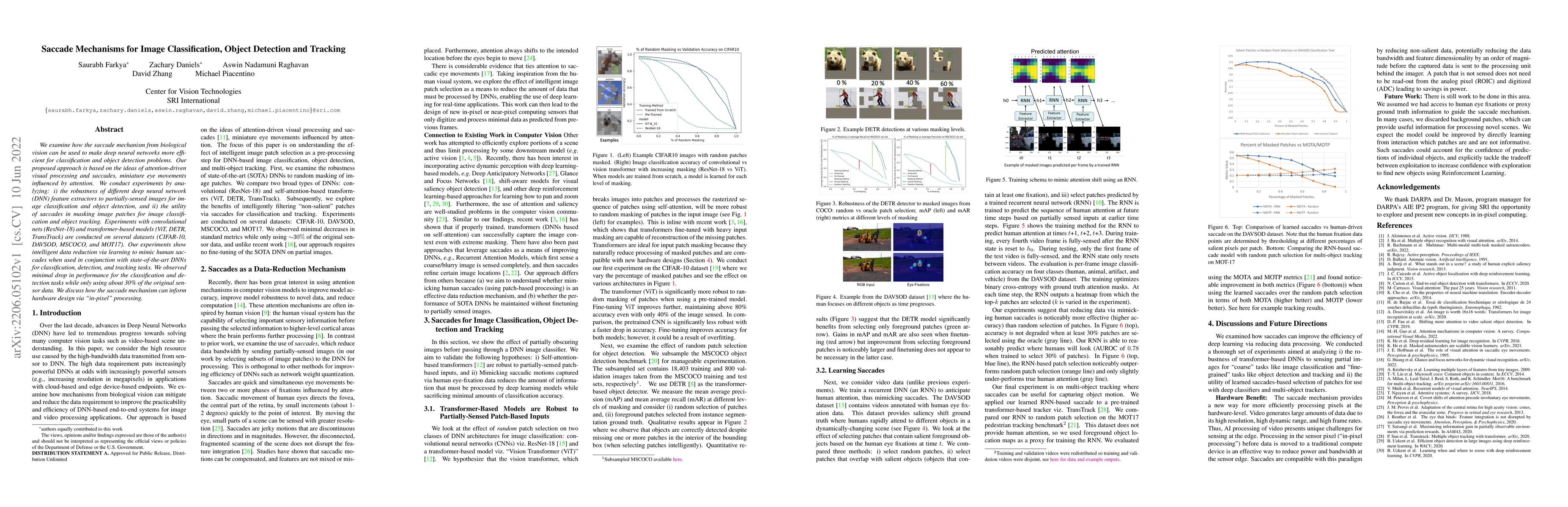 Thumbnail for Saccade Mechanisms for Image Classification, Object Detection and
  Tracking