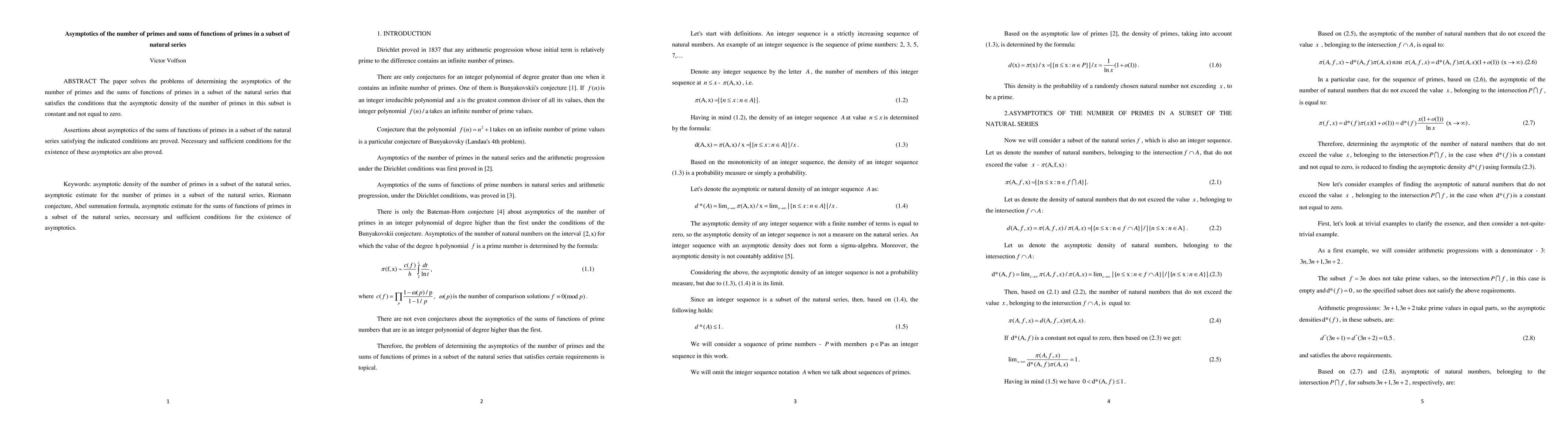 Thumbnail for Asymptotics of the number of primes and sums of functions of primes in a
  subset of natural series