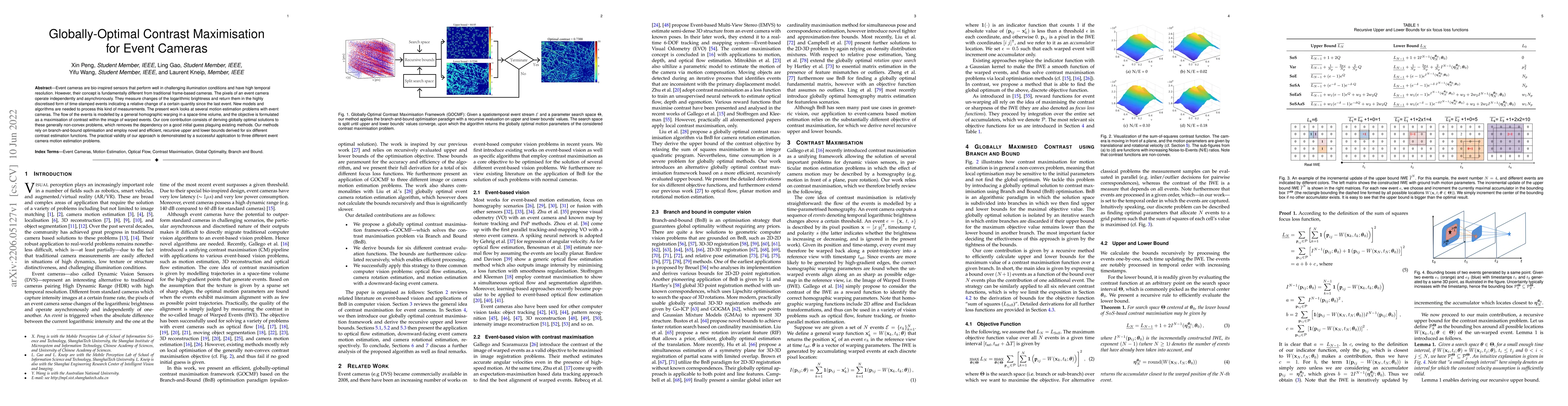 Thumbnail for Globally-Optimal Contrast Maximisation for Event Cameras