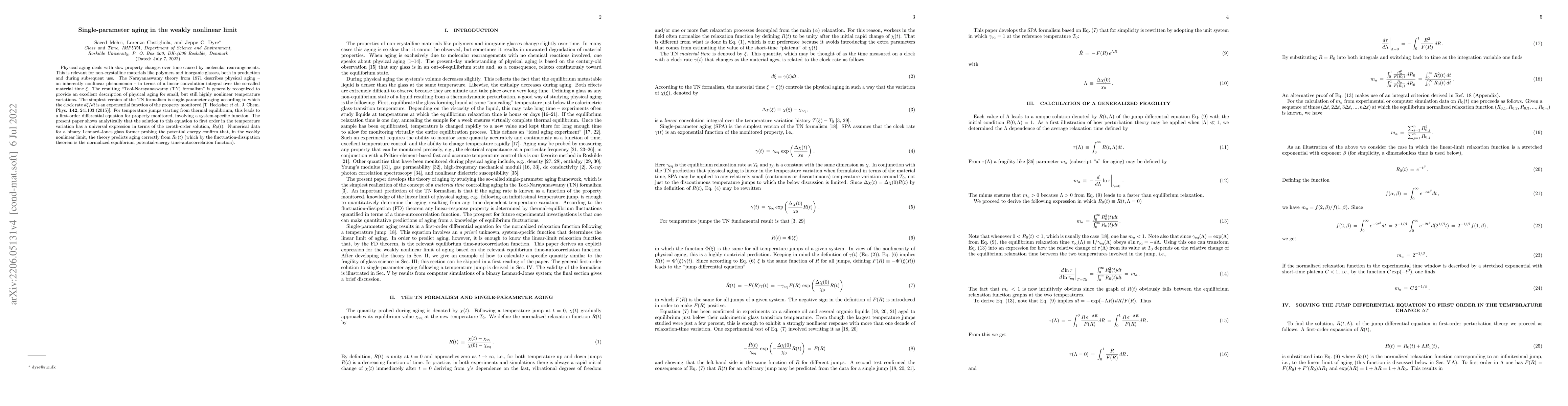 Thumbnail for Single-parameter aging in the weakly nonlinear limit