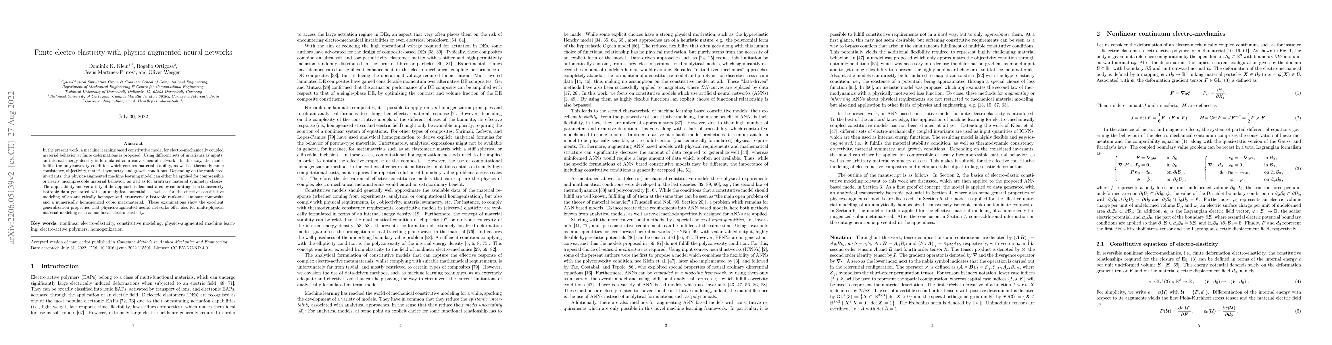 Thumbnail for Finite electro-elasticity with physics-augmented neural networks