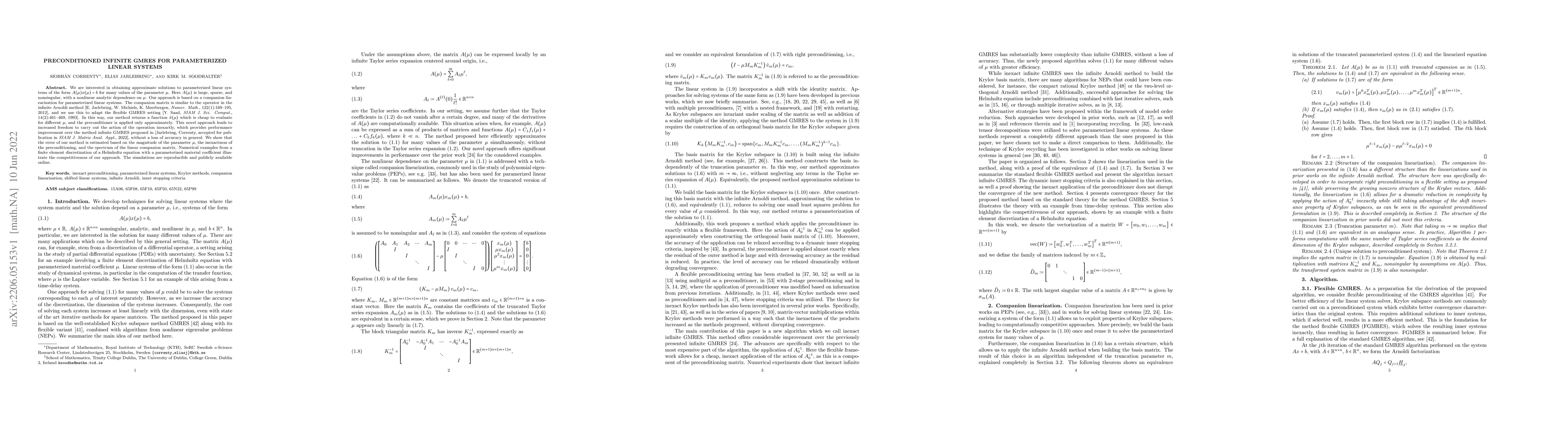 Thumbnail for Preconditioned infinite GMRES for parameterized linear systems