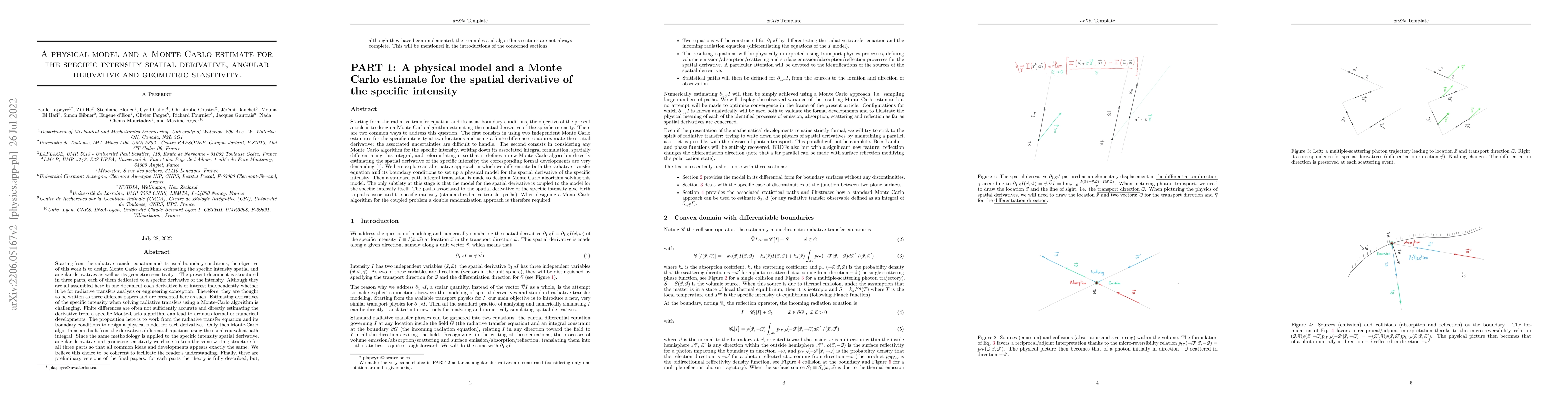 Thumbnail for A physical model and a Monte Carlo estimate for the specific intensity
  spatial derivative, angular derivative and geometric sensitivity