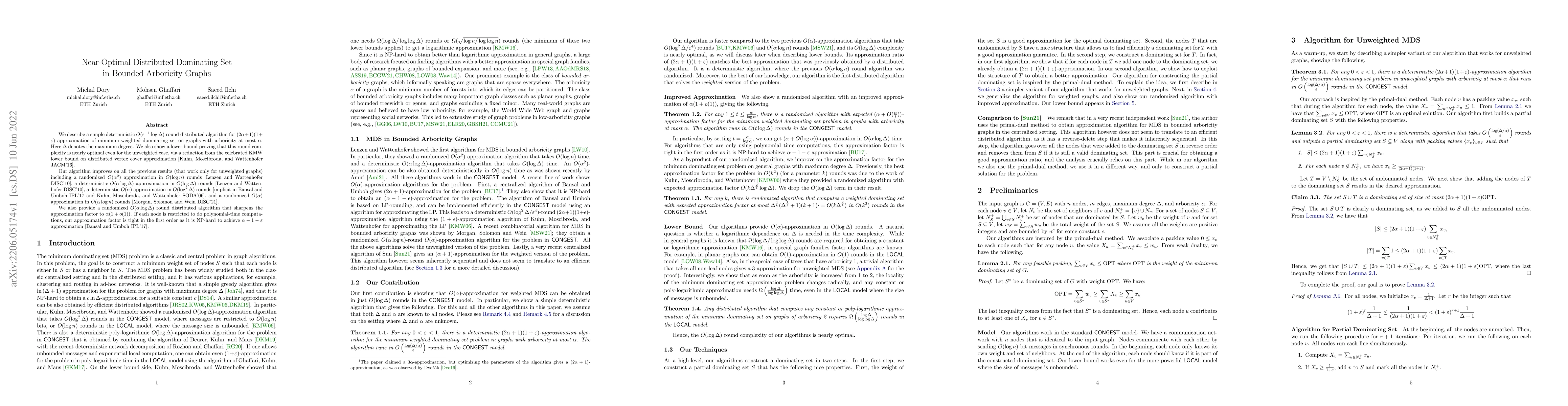 Thumbnail for Near-Optimal Distributed Dominating Set in Bounded Arboricity Graphs