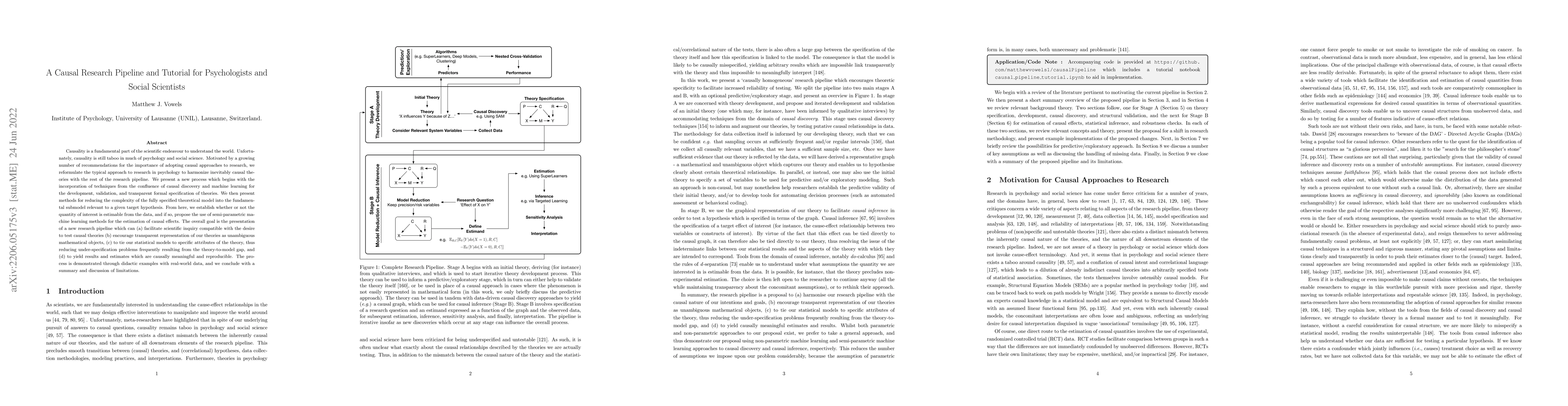 Thumbnail for A Causal Research Pipeline and Tutorial for Psychologists and Social
  Scientists
