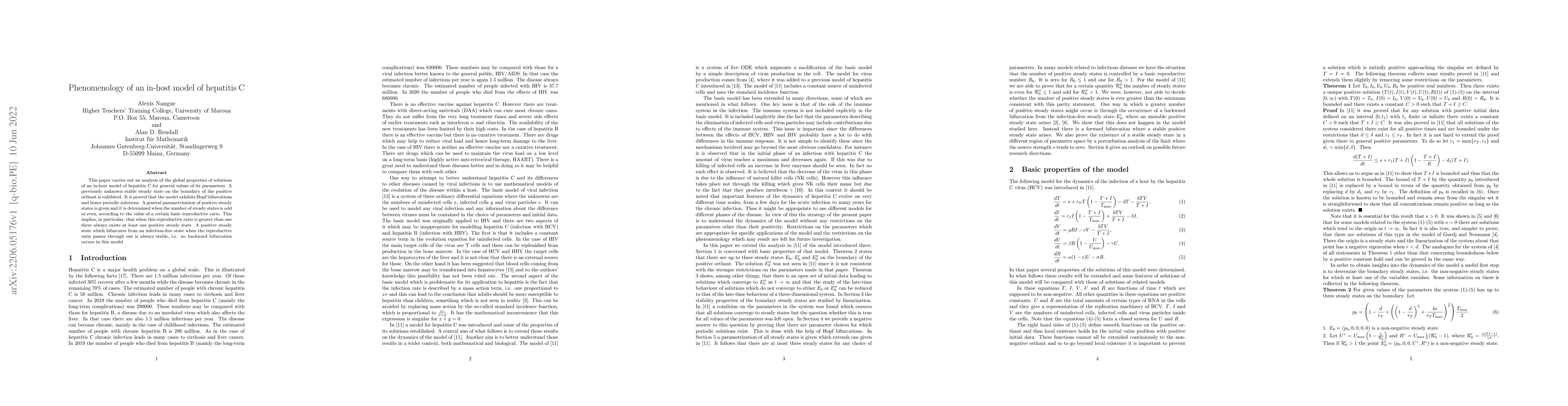 Thumbnail for Phenomenology of an in-host model of hepatitis C