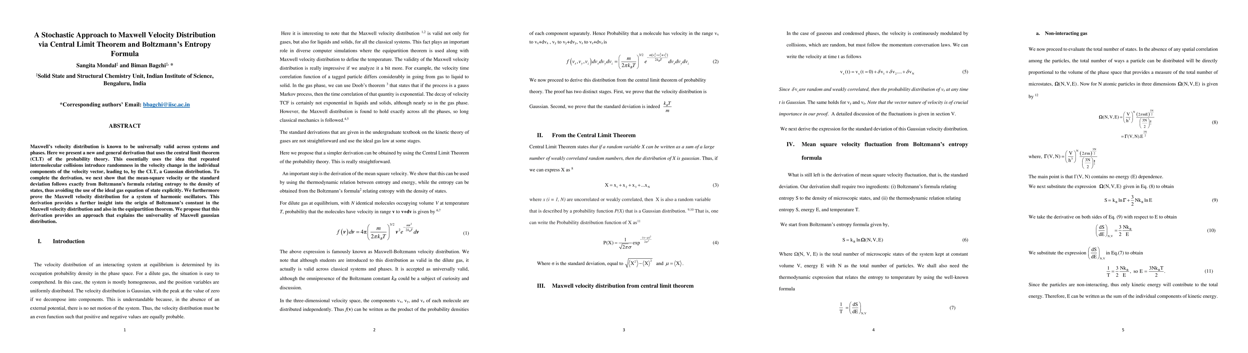 Thumbnail for A Stochastic Approach to Maxwell Velocity Distribution via Central Limit
  Theorem and Boltzmann's Entropy Formula