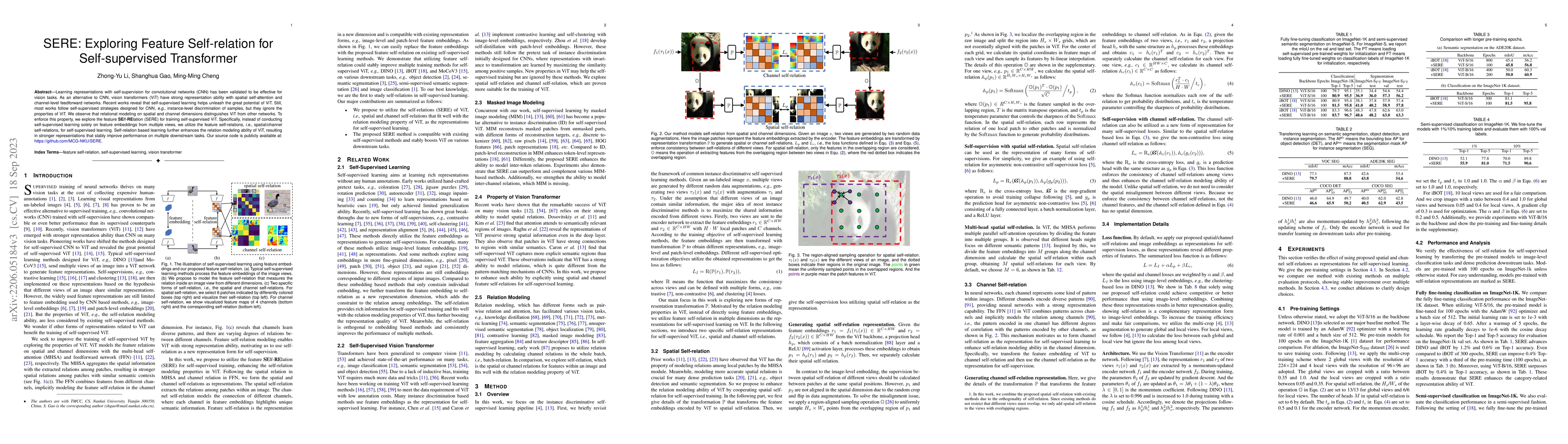 Thumbnail for SERE: Exploring Feature Self-relation for Self-supervised Transformer