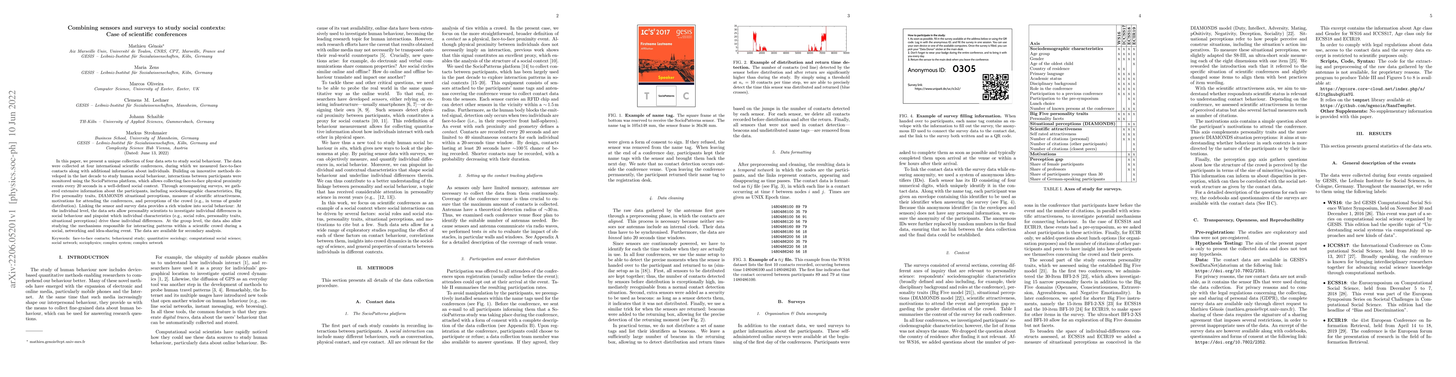 Thumbnail for Combining sensors and surveys to study social contexts: Case of
  scientific conferences