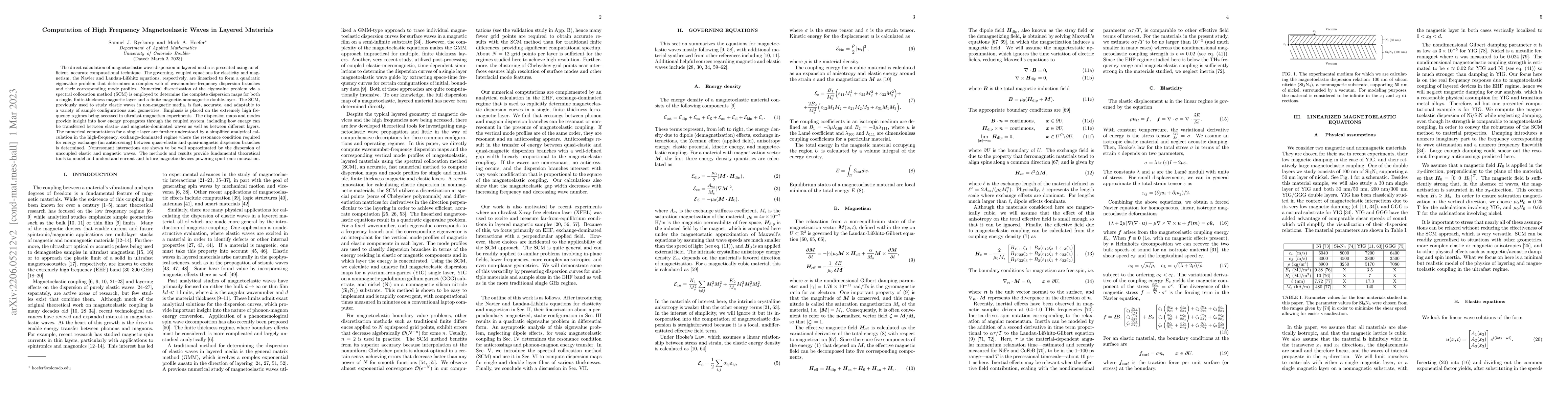 Thumbnail for Computation of High Frequency Magnetoelastic Waves in Layered Materials