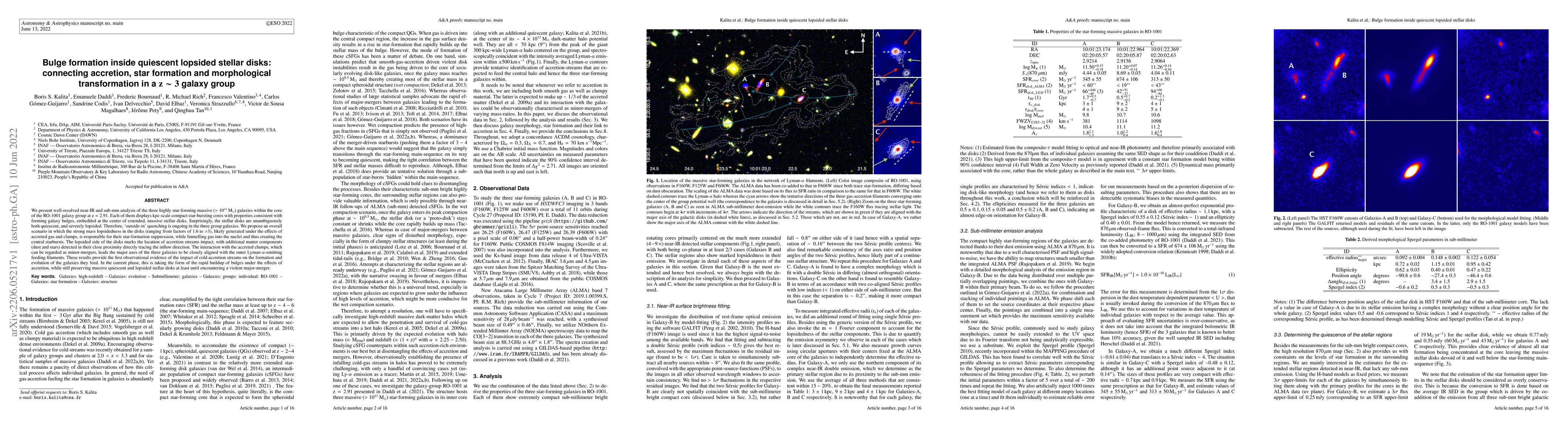 Thumbnail for Bulge formation inside quiescent lopsided stellar disks: connecting
  accretion, star formation and morphological transformation in a z ~ 3 galaxy
  group