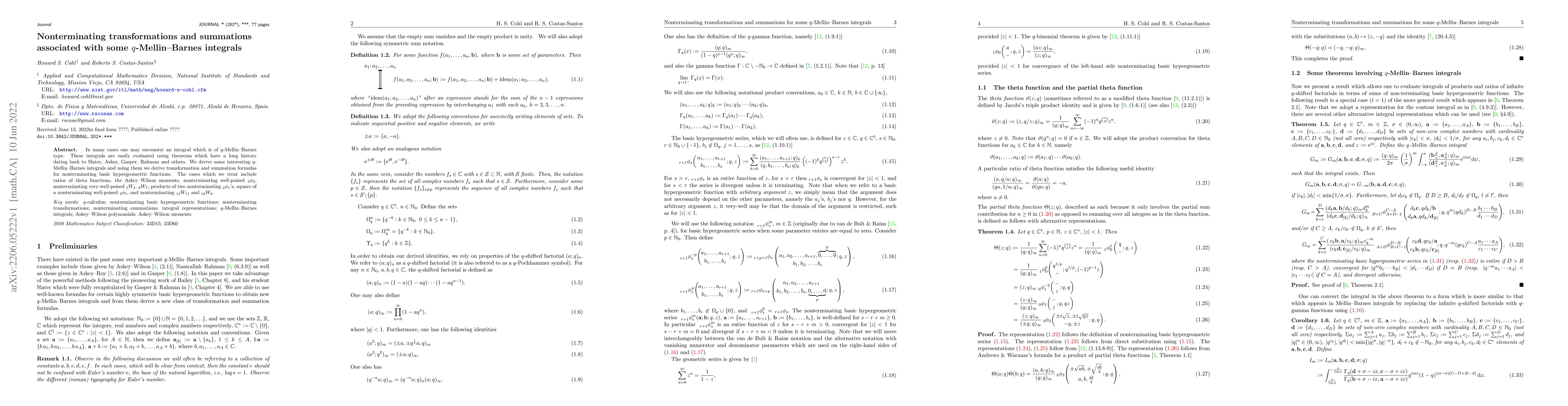Thumbnail for Nonterminating transformations and summations associated with some
  q-Mellin--Barnes integrals