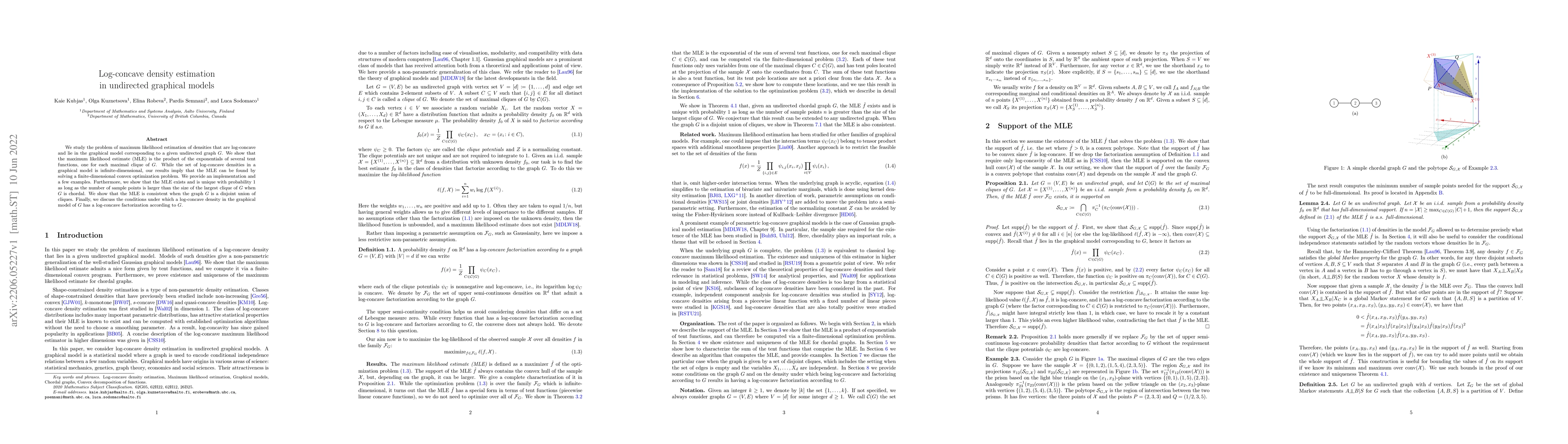 Thumbnail for Log-concave density estimation in undirected graphical models