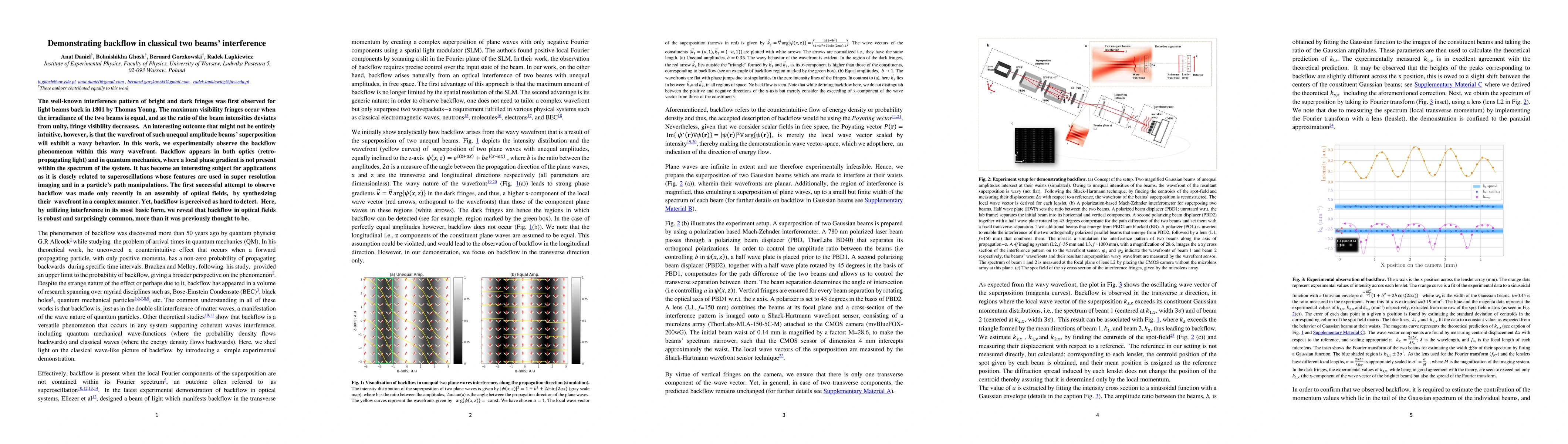 Thumbnail for Demonstrating backflow in classical two beams' interference