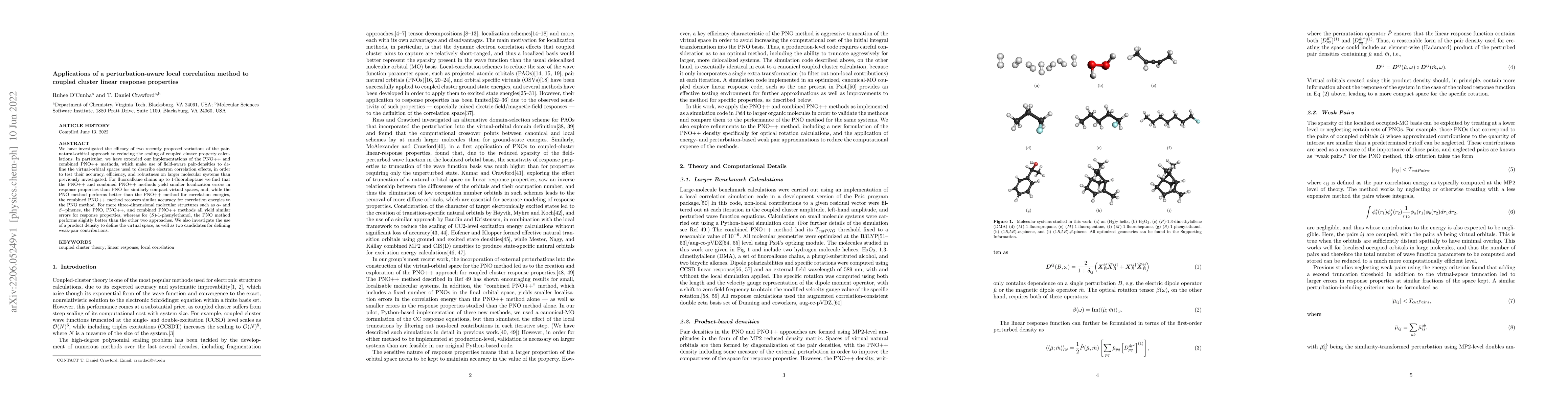 Thumbnail for Applications of a perturbation-aware local correlation method to coupled
  cluster linear response properties